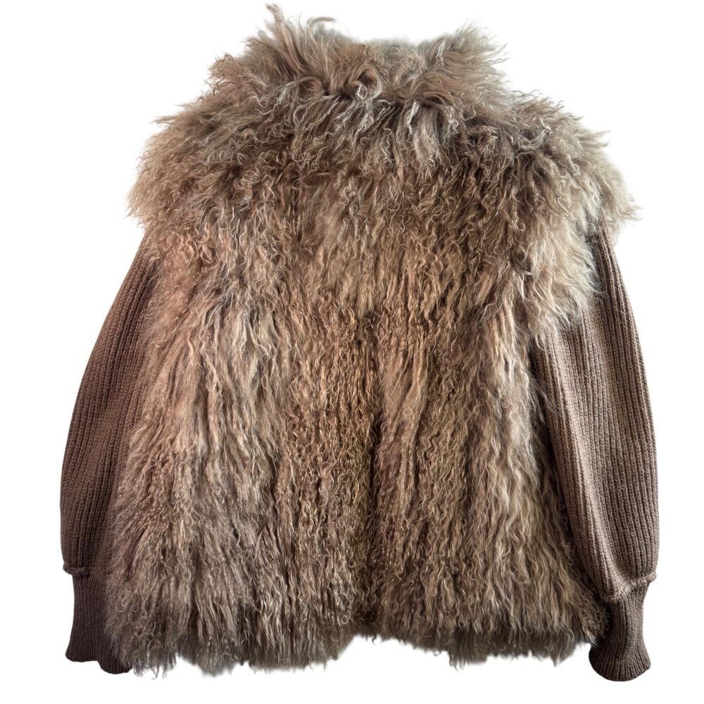 Vtg Mongolian Lamb Fur Convertible Vest Jacket Reversible Penny Lane Luxe Glam M - Picture 14 of 16